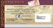 e-pm Mailingaktion - Artikel-Nr. 616687 goldener Gutschein - Mailing Maxikarte Weihnachten